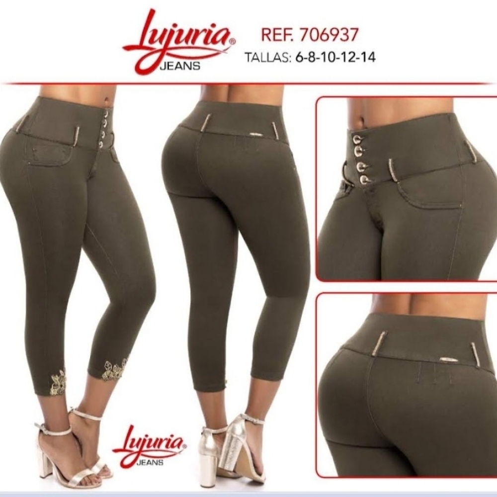706937 green colombian jeans
